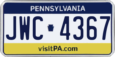 PA license plate JWC4367