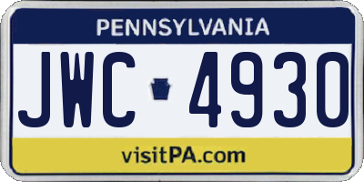 PA license plate JWC4930