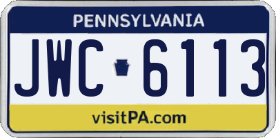 PA license plate JWC6113