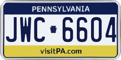 PA license plate JWC6604