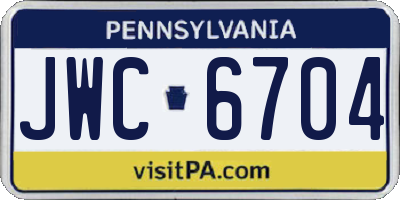 PA license plate JWC6704