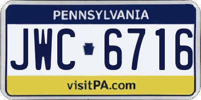 PA license plate JWC6716