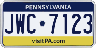 PA license plate JWC7123