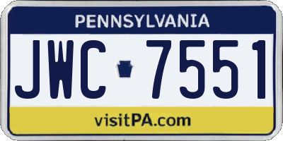 PA license plate JWC7551