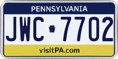 PA license plate JWC7702