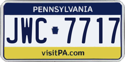 PA license plate JWC7717