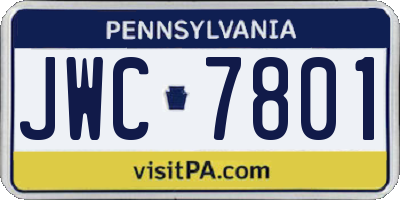 PA license plate JWC7801