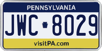 PA license plate JWC8029