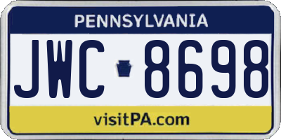 PA license plate JWC8698