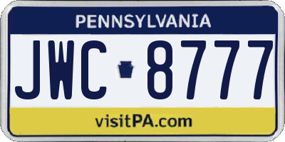 PA license plate JWC8777