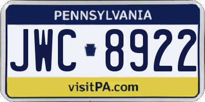 PA license plate JWC8922