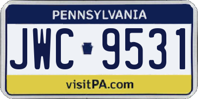 PA license plate JWC9531