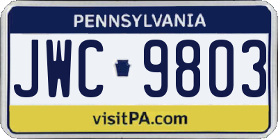 PA license plate JWC9803