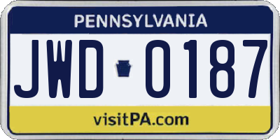 PA license plate JWD0187