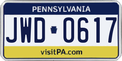 PA license plate JWD0617