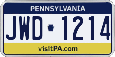 PA license plate JWD1214