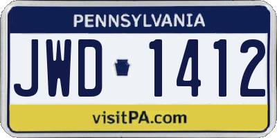 PA license plate JWD1412