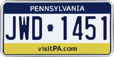 PA license plate JWD1451