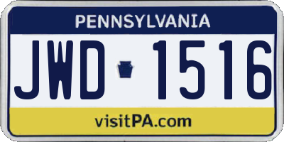 PA license plate JWD1516