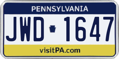 PA license plate JWD1647