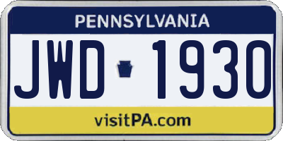 PA license plate JWD1930