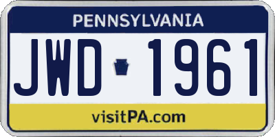 PA license plate JWD1961