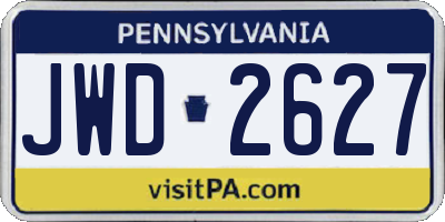PA license plate JWD2627