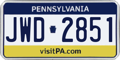 PA license plate JWD2851