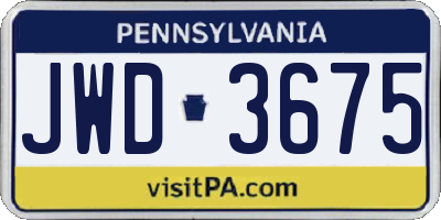 PA license plate JWD3675