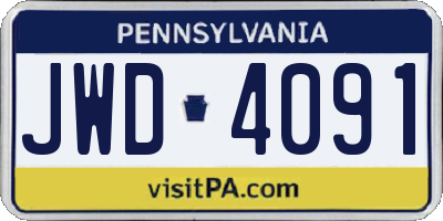 PA license plate JWD4091