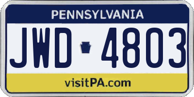 PA license plate JWD4803