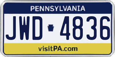 PA license plate JWD4836