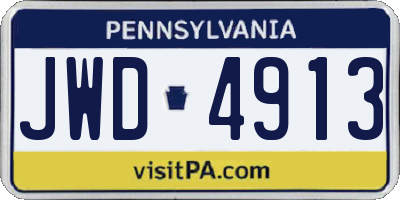 PA license plate JWD4913