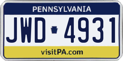 PA license plate JWD4931