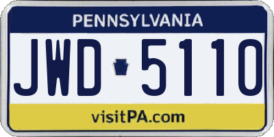 PA license plate JWD5110
