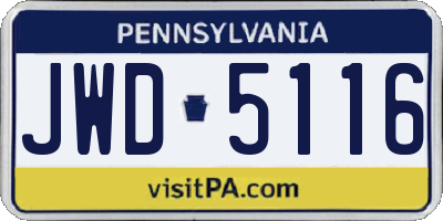 PA license plate JWD5116