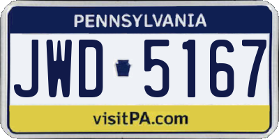 PA license plate JWD5167