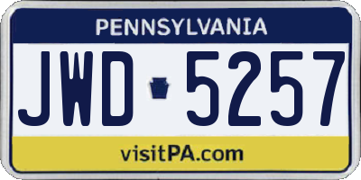 PA license plate JWD5257