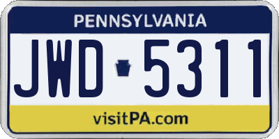 PA license plate JWD5311