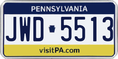 PA license plate JWD5513