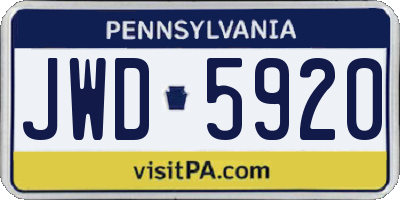 PA license plate JWD5920