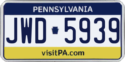 PA license plate JWD5939
