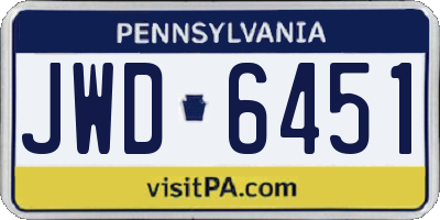 PA license plate JWD6451