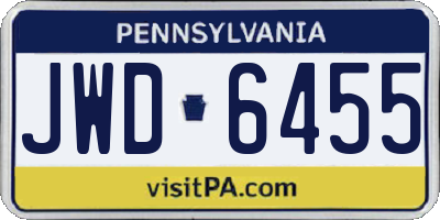 PA license plate JWD6455