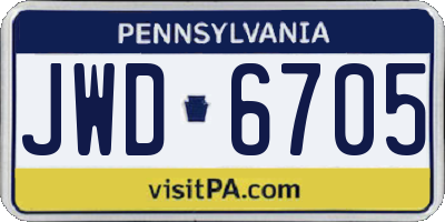 PA license plate JWD6705