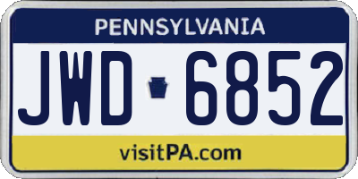 PA license plate JWD6852