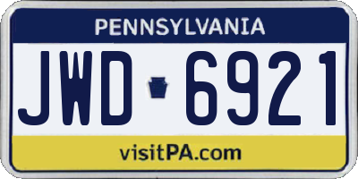 PA license plate JWD6921