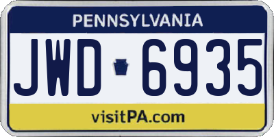 PA license plate JWD6935