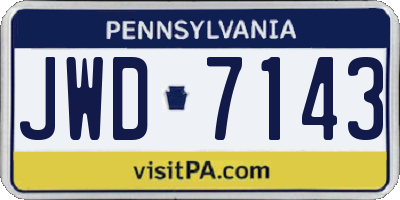 PA license plate JWD7143