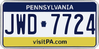 PA license plate JWD7724